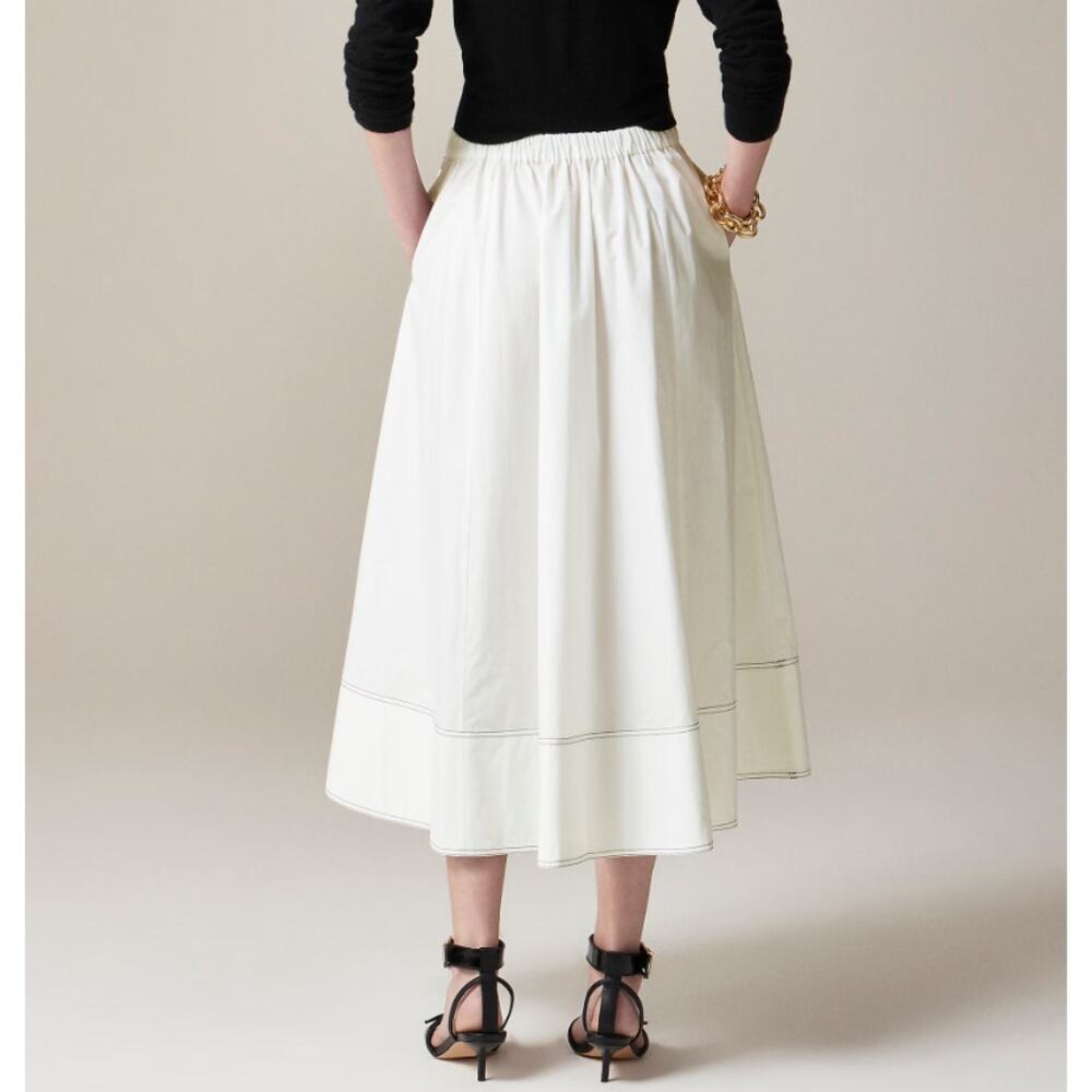 J. CREW contrast stitch midi skirt cotton poplin - size 4 - Picture 2 of 8